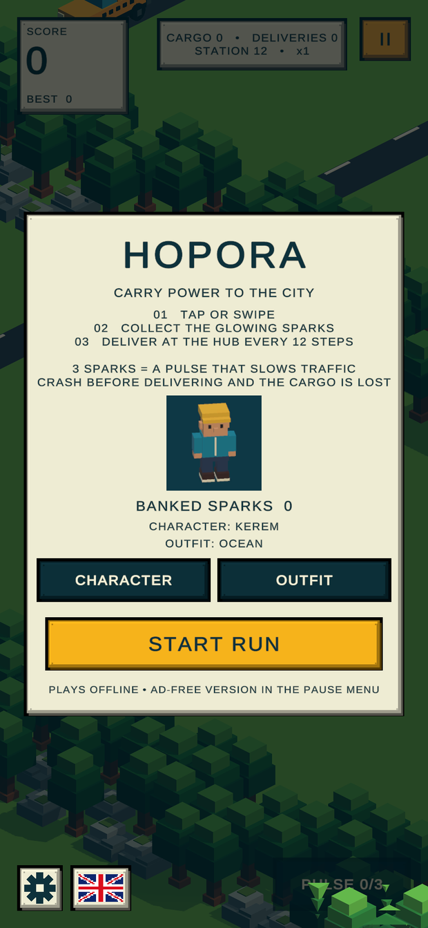 The start screen, in your device language.