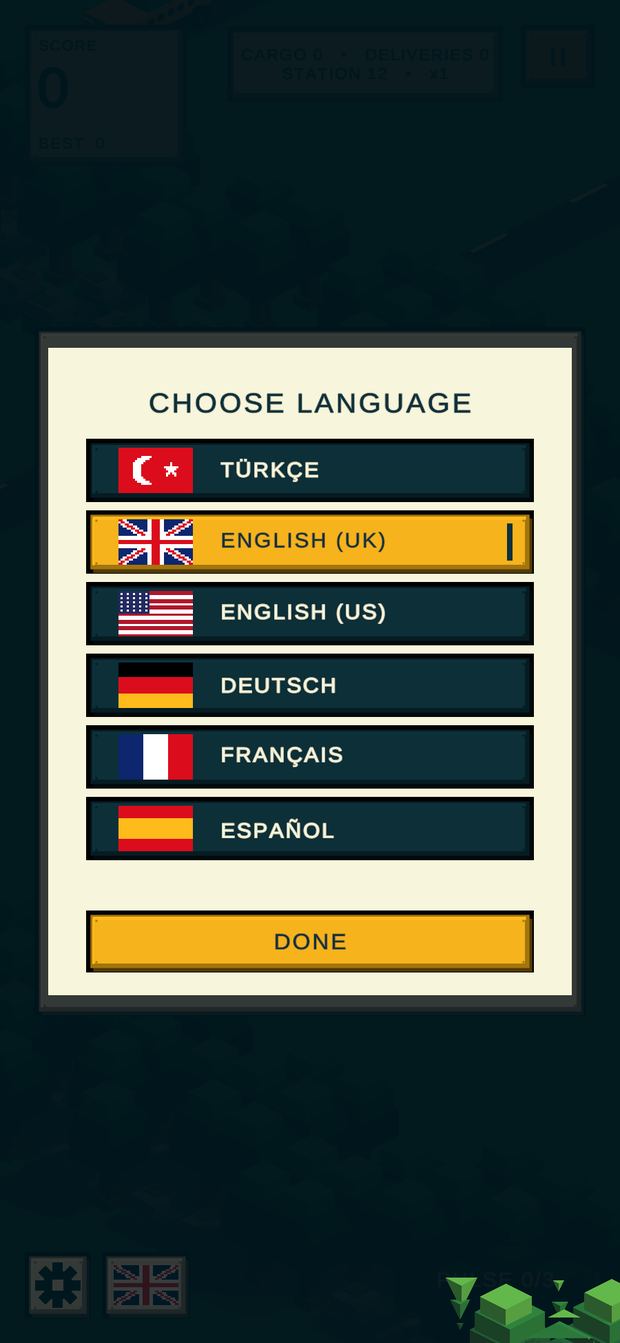 Five languages, switched any time.